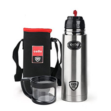 Deals and Offers on - Cello Instyle Vacuum Insulated Flask with Jacket, 500ml | Hot and Cold Water Bottle with Dual Cup & Cap | Double Walled Stainless Steel Bottle Deals, Discounts & Offers on - Cello Instyle Vacuum Insulated Flask with Jacket, 500ml | Hot and Cold Water Bottle with Dual Cup & Cap | Double Walled Stainless Steel Bottle