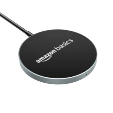 Deals, Discounts & Offers on Mobile Accessories - Amazon Basics Magnetic Wireless Charger | 15W Fast Charging Circular Pad | Compatible with iPhone 13/13 Pro/13 Mini/13 ProMax/12/11, Samsung Galaxy S21/S20/Note 10/Edge Note 20Ultra/S10, AirPods Pro