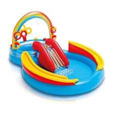Deals, Discounts & Offers on  - Intex Kid's Inflatable Rainbow Ring Water Play Center with Quick Fill Air Pump
