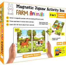 Deals and Offers on - Play Poco Magnetic Jigsaw Puzzles Farm Animals Activity Box with 3 Magnetic Puzzles, Magnetic Board, Learn to Draw, 50+ GK Facts Book Deals, Discounts & Offers on - Play Poco Magnetic Jigsaw Puzzles Farm Animals Activity Box with 3 Magnetic Puzzles, Magnetic Board, Learn to Draw, 50+ GK Facts Book