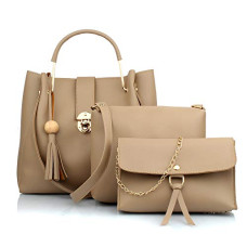 Deals and Offers on - Mammon women's beige handbag combo (set of 3) Deals, Discounts & Offers on - Mammon women's beige handbag combo (set of 3)