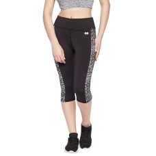 Deals and Offers on Women - Clovia Women's Snug Fit High-Rise Active Capri in Black with Marble Print Panels in Black Deals, Discounts & Offers on Women - Clovia Women's Snug Fit High-Rise Active Capri in Black with Marble Print Panels in Black