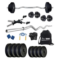 Deals and Offers on - Protoner Home Gym 18 kgs, 2 kg x 4 Plates 2.5 kg x 4 Plates, 1 x 3 feet bar,2 x Dumbbell rods, Gloves, Rope, Sweat Bands and Gym Bag Deals, Discounts & Offers on - Protoner Home Gym 18 kgs, 2 kg x 4 Plates 2.5 kg x 4 Plates, 1 x 3 feet bar,2 x Dumbbell rods, Gloves, Rope, Sweat Bands and Gym Bag