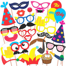 Deals, Discounts & Offers on  - Party Props Birthday, Photo Booth Props Set of 26 Pcs- Multi Colour
