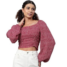 Deals, Discounts & Offers on Laptops - rytras Women's Floral Printed Rayon Fitted Crop Top