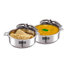 Deals, Discounts & Offers on  - USHA SHRIRAM Stainless Steel Insulated Casserole | Double Wall Insulation, Heat Retaining Body & Easy Lock Lid Mechanism | Wobble Free Base, Glossy Durable & Easy to Clean (2L - 2Pcs)