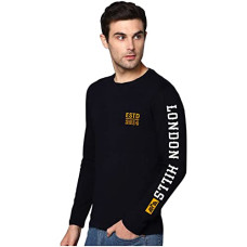 Deals and Offers on Men - London Hills Printed Men's Round Neck Black T-Shirt Deals, Discounts & Offers on Men - London Hills Printed Men's Round Neck Black T-Shirt