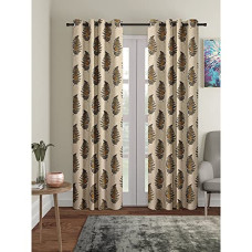 Deals and Offers on - Cortina 2 Piece Leaf Design Panel Eyelet Polyester Door Curtain - 7-Feet, Brown Deals, Discounts & Offers on - Cortina 2 Piece Leaf Design Panel Eyelet Polyester Door Curtain - 7-Feet, Brown