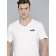 Deals, Discounts & Offers on  - [Size M] PUMAMen Solid V Neck Pure Cotton White T-Shirt