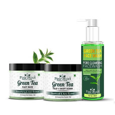 Deals, Discounts & Offers on Beauty Care - Pink Root Green Tea Mask with Scrub with Facewash 100gm each, Combo Pack