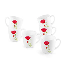 Deals, Discounts & Offers on  - Cello Ricca Mug Small 10CL Set of 6 Pcs - Red Poppy