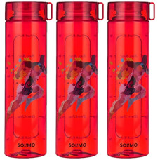 Deals, Discounts & Offers on  - Amazon Brand - Solimo Printed Plastic Bottle Set | Sleek Design | Running & Outdoor | Set of 3 | 1000 ml (Red)