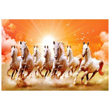 Deals, Discounts & Offers on  - SAF 7 Running Horses Vastu UV Textured Wall Painting