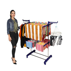 Deals and Offers on - Paffy Premium Clothes Stand for Drying with Wheels | Portable | 2 Layer Rack Deals, Discounts & Offers on - Paffy Premium Clothes Stand for Drying with Wheels | Portable | 2 Layer Rack
