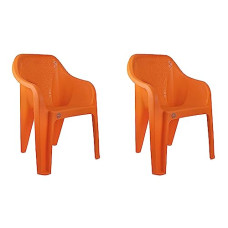 Deals, Discounts & Offers on Furniture - Cello Dynamo Chair Set Pack of 2 - Orange (Plastic)