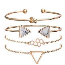 Deals, Discounts & Offers on Women - Shining Diva Fashion Set of 4 Multilayer Charm Bangle Gold Plated Bracelet