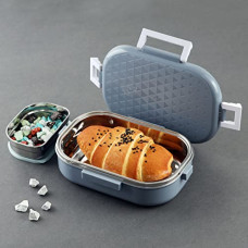 Deals and Offers on - CELLO Altro Neo Lunch Box, Neo Grey, 700ml | 2 Units Insulated Lunch Boxes |Stainless Steel Lunch Box for Kids | Leak-Proof Snacks Tiffin Box Deals, Discounts & Offers on - CELLO Altro Neo Lunch Box, Neo Grey, 700ml | 2 Units Insulated Lunch Boxes |Stainless Steel Lunch Box for Kids | Leak-Proof Snacks Tiffin Box