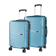 Deals and Offers on - Nasher Miles Dalhousie Hard-Sided Poycarbonate Luggage Set of 2 Titanium Blue Trolley Bags (55 & 65 Cm) Deals, Discounts & Offers on - Nasher Miles Dalhousie Hard-Sided Poycarbonate Luggage Set of 2 Titanium Blue Trolley Bags (55 & 65 Cm)