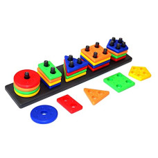 Deals, Discounts & Offers on  - STOFFIER GARTEN Angle Geometric Plastic Blocks, Sorting & Stacking Toys for Toddlers and Kids, Color Stacker Shape Sorter Educational Learning Toy