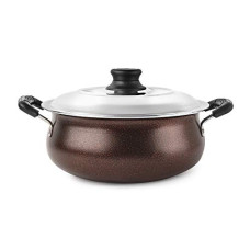 Deals, Discounts & Offers on Cookware - CELLO Non Stick Induction Compatible Gravy/Biryani Handi with Stainless Steel Lid, 2.5 LTR, Brown, 2.5 Liter