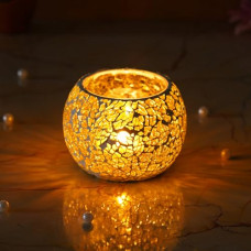 Deals and Offers on - eCraftIndia Yellow Mosiac Glass Decorative Tea Light Holder/Diya Deals, Discounts & Offers on - eCraftIndia Yellow Mosiac Glass Decorative Tea Light Holder/Diya