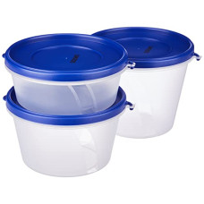 Deals, Discounts & Offers on  - Amazon Brand - Solimo Nestable & Stackable Polypropylene Container Set, Round, Set of 3, Blue