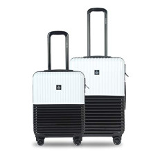Deals, Discounts & Offers on  - Nasher Miles Istanbul Hard-Sided ABS and PC Luggage Set of 2 Black and White Trolley Bags (55 & 65 cm)