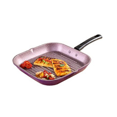 Deals, Discounts & Offers on Cookware - Wonderchef Valencia Non-Stick Grill Pan | Cool Touch Bakelite Handle | Pure Grade Aluminium| PFOA Free| Size 24 cm | 1.5 litres Capacity | 1 Year Warranty | Purple
