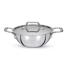 Deals, Discounts & Offers on Cookware - BERGNER TriPro Triply Stainless Steel Deep Kadhai with Stainless Steel Lid 24 cm, 3.1 litres, Heavy Bottom, Induction Base, Silver, Gas Ready