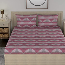 Deals and Offers on - HUESLAND by Ahmedabad Cotton 186 TC King Size Bedsheet Cotton with 2 Pillow Covers | 108 x 108 inches | Mauve & Grey Deals, Discounts & Offers on - HUESLAND by Ahmedabad Cotton 186 TC King Size Bedsheet Cotton with 2 Pillow Covers | 108 x 108 inches | Mauve & Grey