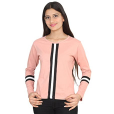 Deals, Discounts & Offers on Women - Fabricorn DustyRose Full Sleeve Stylish Round Neck Cotton Tshirt
