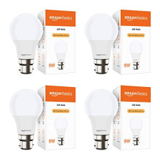Deals and Offers on - amazon basics - 9W LED Bulb, Cool White (Base B22, Pack of 4) Deals, Discounts & Offers on - amazon basics - 9W LED Bulb, Cool White (Base B22, Pack of 4)