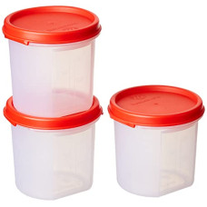 Deals and Offers on - Mahaware Alpha Modular Kitchen Container Set, 300ml, Set of 3, Red Deals, Discounts & Offers on - Mahaware Alpha Modular Kitchen Container Set, 300ml, Set of 3, Red