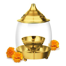 Deals and Offers on - Treo by Milton Arpan Brass Diya with Borosilicate Glass Deals, Discounts & Offers on - Treo by Milton Arpan Brass Diya with Borosilicate Glass