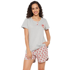Deals, Discounts & Offers on Women - Clovia Women's Cotton Owl Print Top & Shorts Set