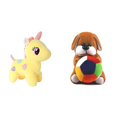 Deals and Offers on - Babique Unicorn Stuffed Soft Toy Plush for Kids Baby Boy Girl Birthday (25Cm -Yellow) & Dog Stuffed Soft Toy Plush Deals, Discounts & Offers on - Babique Unicorn Stuffed Soft Toy Plush for Kids Baby Boy Girl Birthday (25Cm -Yellow) & Dog Stuffed Soft Toy Plush