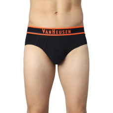 Deals, Discounts & Offers on Men - Van Heusen Men Briefs - Cotton Spandex - Neon Elasticized Waistband, Ultra Soft, Colour Fresh_10023_Pure Black W Neon Orange_L