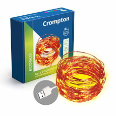 Deals, Discounts & Offers on  - Crompton Galaxy Decoration CopperUSB Powered String Fairy Lights with 100 LedLight(10 Meters, Warm White, Pack of 1)