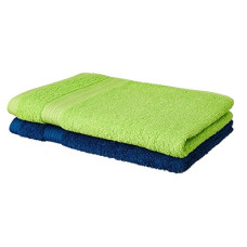 Deals, Discounts & Offers on  - Amazon Brand - Solimo 100% Cotton 2 Piece Hand Towel Set, 500 GSM (Iris Blue and Spring Green)