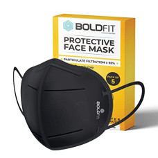 Deals and Offers on - Boldfit N95 Mask For Men & Women. 5 Layer PM 0.3 Filtaration N95 Mask For Protection From Pollution Approved By Bureau Of Indian Standards & ISO Standards - Pack Of 5 (Black), (KN9505Black) Deals, Discounts & Offers on - Boldfit N95 Mask For Men & Women. 5 Layer PM 0.3 Filtaration N95 Mask For Protection From Pollution Approved By Bureau Of Indian Standards & ISO Standards - Pack Of 5 (Black), (KN9505Black)