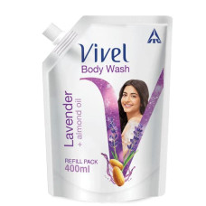 Deals and Offers on - Vivel Body Wash, Lavender & Almond Oil Shower Creme, Liquid Refill Pouch, 400 ml Deals, Discounts & Offers on - Vivel Body Wash, Lavender & Almond Oil Shower Creme, Liquid Refill Pouch, 400 ml