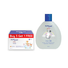 Deals and Offers on Baby Care - Bumtum Paraben Free Baby Soap (4N x 50 Gram) & Baby Hair Oil (200 ML) Combo Deals, Discounts & Offers on Baby Care - Bumtum Paraben Free Baby Soap (4N x 50 Gram) & Baby Hair Oil (200 ML) Combo