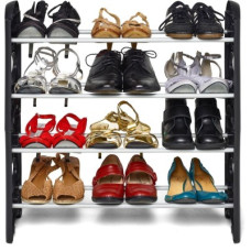 Deals and Offers on Furniture - Ebee Store Metal Shoe Stand(Black, 4 Shelves, DIY(Do-It-Yourself)) Deals, Discounts & Offers on Furniture - Ebee Store Metal Shoe Stand(Black, 4 Shelves, DIY(Do-It-Yourself))