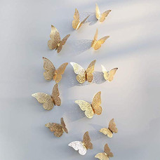 Deals, Discounts & Offers on  - Xtore 12pcs 3D Home Decor Butterfly with Sticking Pad (Shimmer Golden, Set of 12)