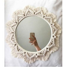Deals, Discounts & Offers on  - Aain Macrame luxurious Wall Mirror Steel, Cotton, Glass 30 cm Stirrer(White Pack of 1)