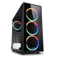 Deals, Discounts & Offers on  - Sharkoon TG4-RGB Mid Tower PC Computer Case I Support Mini-ITX, Micro-ATX, ATX Motherboard I Side Panel Tempered Glass with 4 x 120 mm RGB LED Fan (pre-Installed) - Black