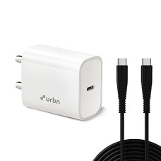 Deals and Offers on Mobile Accessories - URBN 20W Type C Pd Charger with Type C to C Cable-50% Charge in 30 Mins|Ultra Compact Wall Adapter|Fast Charging Deals, Discounts & Offers on Mobile Accessories - URBN 20W Type C Pd Charger with Type C to C Cable-50% Charge in 30 Mins|Ultra Compact Wall Adapter|Fast Charging