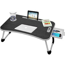 Deals and Offers on Laptop Accessories - Callas Multipurpose Foldable Laptop Table with Cup Holder | Drawer | Mac Holder | Study Table, Breakfast Table, Foldable and Portable/Ergonomic & Rounded Edges/Non-Slip Legs (WA-27-Black) | Metal Deals, Discounts & Offers on Laptop Accessories - Callas Multipurpose Foldable Laptop Table with Cup Holder | Drawer | Mac Holder | Study Table, Breakfast Table, Foldable and Portable/Ergonomic & Rounded Edges/Non-Slip Legs (WA-27-Black) | Metal