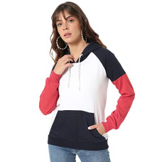 Deals, Discounts & Offers on Women - Bewakoof Women's Color Block Regular Fit Full Sleeve Hooded Cotton Hoodies