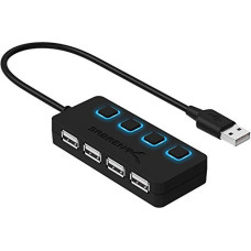Deals, Discounts & Offers on  - Sabrent 4-Port USB 2.0 Hub with Individual LED lit Power Switches (HB-UMLS)